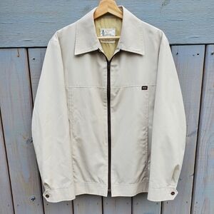 London Fog Men's Beige Harrington Full-Zip Jacket Sz. 42 Long Vintage